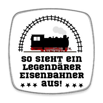 Eisenbahn Dampflok legendär - Viereckiger Kühlschrankmagnet - Weiß - Vorne