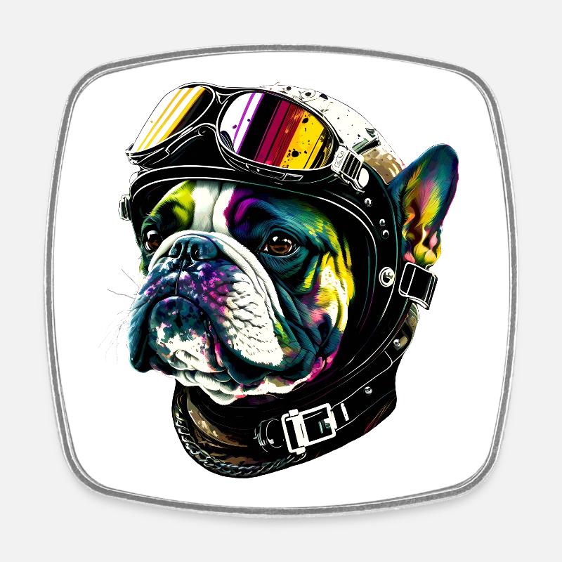 Bulldog Pilot - Square fridge magnet - white