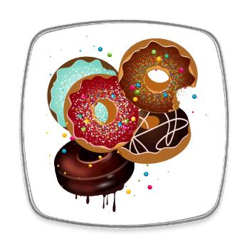 wild zusammengewürfelter bunter Haufen Donuts - Viereckiger Kühlschrankmagnet - Weiß - Vorne