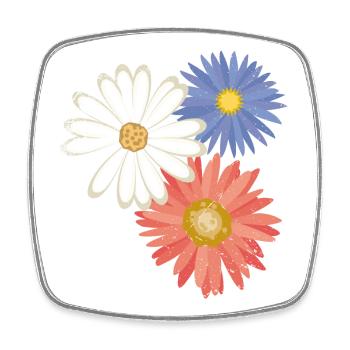 3 flowers - Square fridge magnet - white - Front