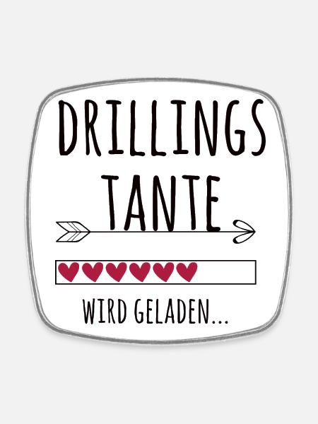 werdende Drillingstante Schwangerschaft Drillinge - Viereckiger Kühlschrankmagnet - Weiß