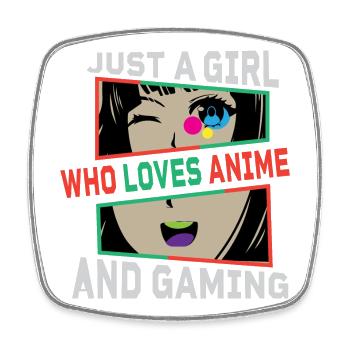 Just a Girl: Anime und Gaming - Viereckiger Kühlschrankmagnet - Weiß - Vorne