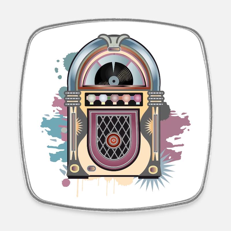 Jukebox au look graffiti rétro aux couleurs vintage - Magnet carré - blanc