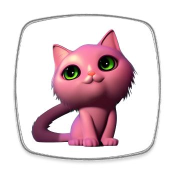 Pink cat free - Square fridge magnet - white - Front