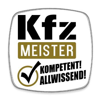 Kfz Meister Kompetenz (Schriftzug) - Viereckiger Kühlschrankmagnet - Weiß - Vorne