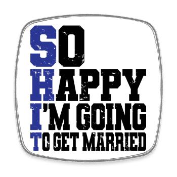 Funny Bachelor Party Engagement Wedding Married - Square fridge magnet - white - Front