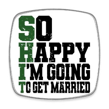 Funny Bachelor Party Engagement Wedding Married - Square fridge magnet - white - Front