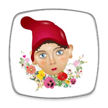 The Kasper or Kasperle as doll portrait - Square fridge magnet - white - Front