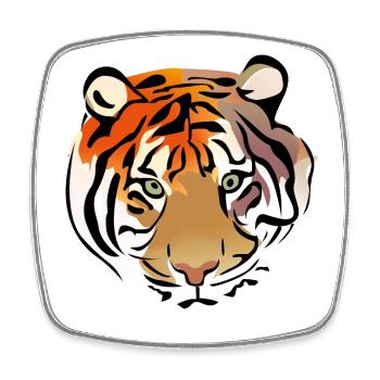 Faszinierender Tigerporträt mit abstrakten Linien - Viereckiger Kühlschrankmagnet - Weiß - Vorne