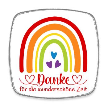 Danke für die wunderschöne Zeit Regenbogen Kita - Viereckiger Kühlschrankmagnet - Weiß - Vorne