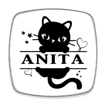 T-Shirt Name Anita T-Shirt Katze Geschenkidee Katze - Viereckiger Kühlschrankmagnet - Weiß - Vorne