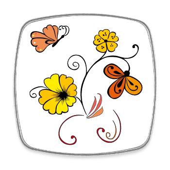 Flower vine with butterfly - Square fridge magnet - white - Front