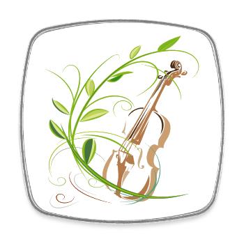 Violin with flower tendril, musician - Square fridge magnet - white - Front