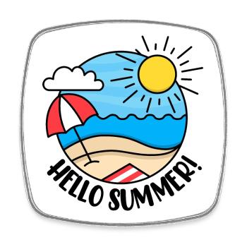 Hello Summer 2 - Square fridge magnet - white - Front