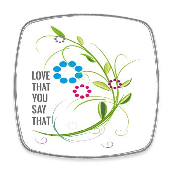 love Liebe Blumenranke - Viereckiger Kühlschrankmagnet - Weiß - Vorne