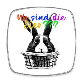 Osterdesign Hase im Korb T-Shirt mit der Frage - Viereckiger Kühlschrankmagnet - Weiß - Vorne