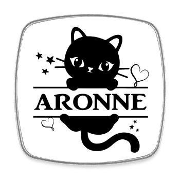 T-Shirt Aaron T-Shirt Katze Geschenkidee Katze Katze - Viereckiger Kühlschrankmagnet - Weiß - Vorne