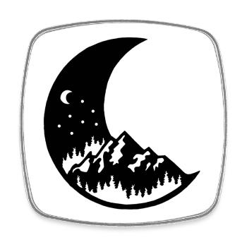 The moon and the black mountain - Square fridge magnet - white - Front