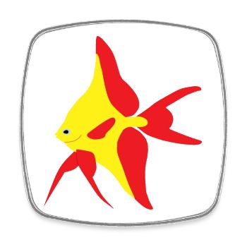 Poisson drapeau rouge et jaune - Magnet carré - blanc - Devant