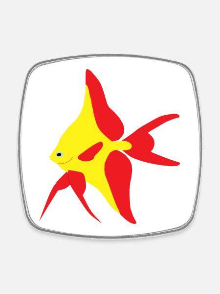 Poisson drapeau rouge et jaune - Magnet carré - blanc