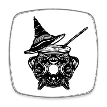 Hexenkessel Hexenhut Hexen Walpurgisnacht - Viereckiger Kühlschrankmagnet - Weiß - Vorne