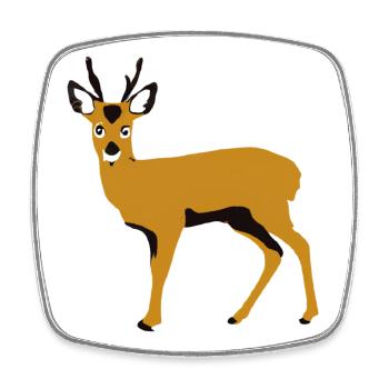 Cerf stylisé orange - Magnet carré - blanc - Devant