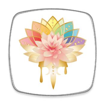 Lotus avec des fleurs dorées symbole dans des couleurs vives - Magnet carré - blanc - Devant