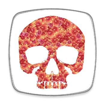 Skull with flowers - Square fridge magnet - white - Front