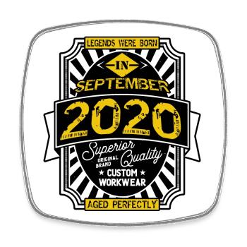 SEPTEMBER 2020 - Viereckiger Kühlschrankmagnet - Weiß - Vorne