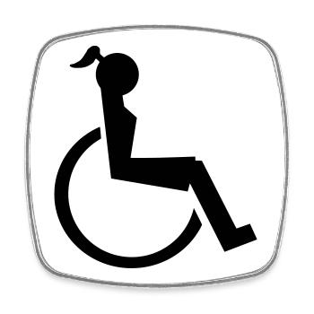 Logo of lady or girl in wheelchair. Image* - Square fridge magnet - white - Front