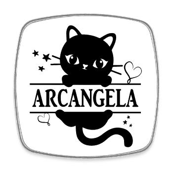 Arcangela T-Shirt T-Shirt Katze Geschenkidee Katze - Viereckiger Kühlschrankmagnet - Weiß - Vorne