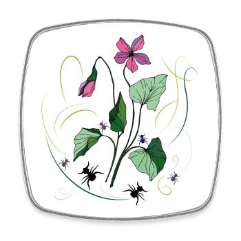 Fleur avec des fourmis - Magnet carré - blanc - Devant