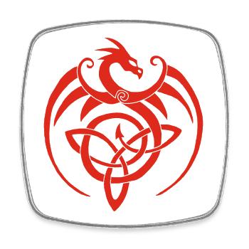 Red dragon and Celtic symbol - Square fridge magnet - white - Front
