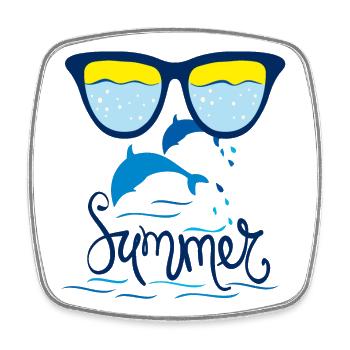 Dolphins, Ocean, Summer - Square fridge magnet - white - Front