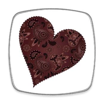 dark red heart in paisley pattern style - Square fridge magnet - white - Front