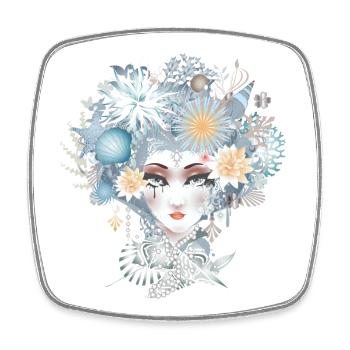 Mermaid portrait in cool pastel colors - Square fridge magnet - white - Front