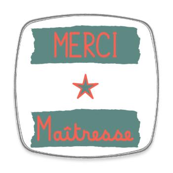 MAÎTRESSE. MERCI. MERCI MAÎTRESSE - Magnet carré - blanc - Devant