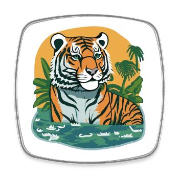 Jungle imprimée tigre - Magnet carré - blanc - Devant
