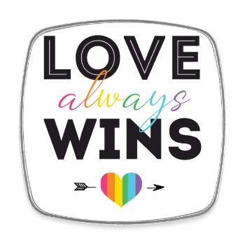 Pride Month LGBTQ - Liebe gewinnt immer - Viereckiger Kühlschrankmagnet - Weiß - Vorne