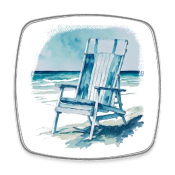 Liegestuhl am Strand - Viereckiger Kühlschrankmagnet - Weiß - Vorne