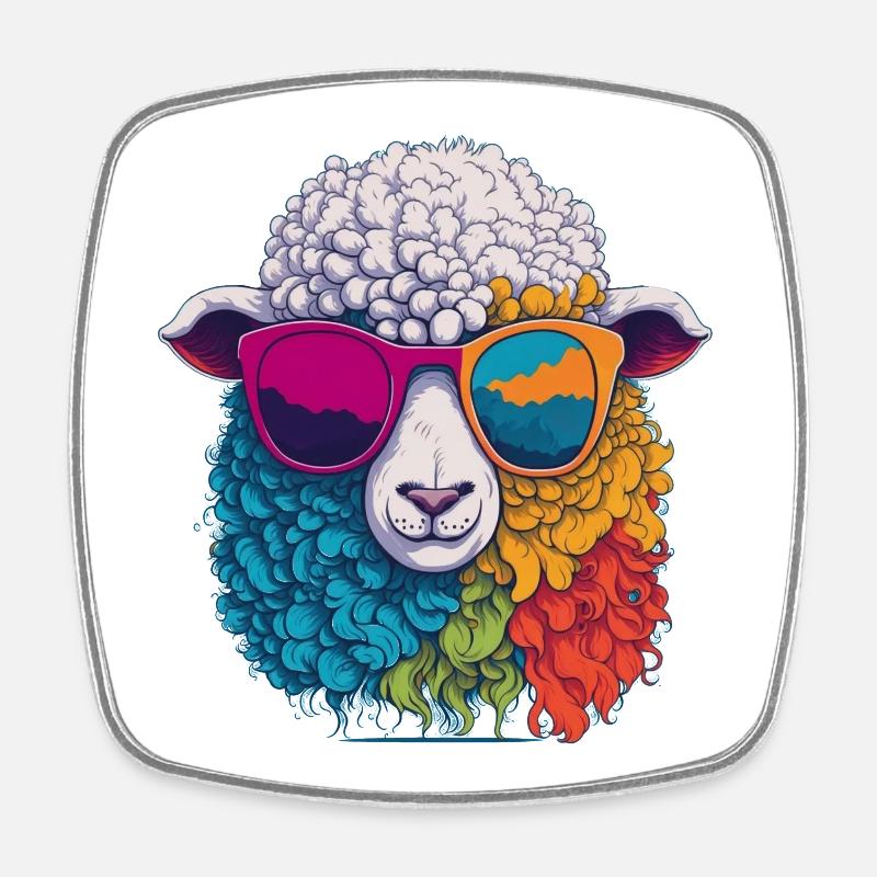 moutons frais - Magnet carré - blanc