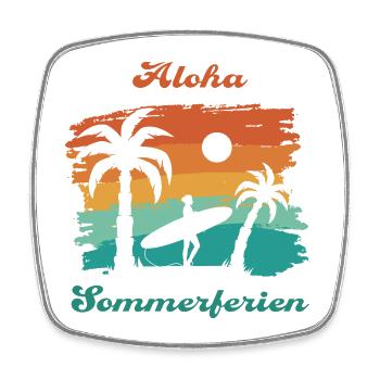 Aloha Sommerferien Surferin Strand Ferien - Viereckiger Kühlschrankmagnet - Weiß - Vorne