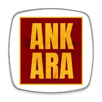Ankara Capital Letters Yellow Red - Square fridge magnet - white - Front