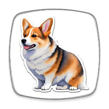 Corgi gallois - Magnet carré - blanc - Devant