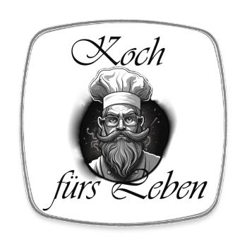Koch fürs Leben - Viereckiger Kühlschrankmagnet - Weiß - Vorne