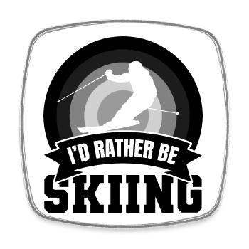 Ich würde lieber Skifahren gehen - Viereckiger Kühlschrankmagnet - Weiß - Vorne