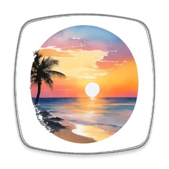 Sunset on the beach - Square fridge magnet - white - Front