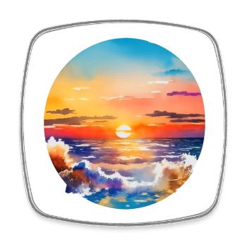 Coucher de soleil sur la mer - Magnet carré - blanc - Devant