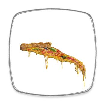 Tranche de pizza au fromage et braise - Magnet carré - blanc - Devant