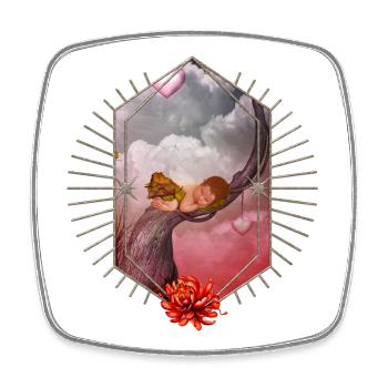 Cute sleeping fairy baby. - Square fridge magnet - white - Front